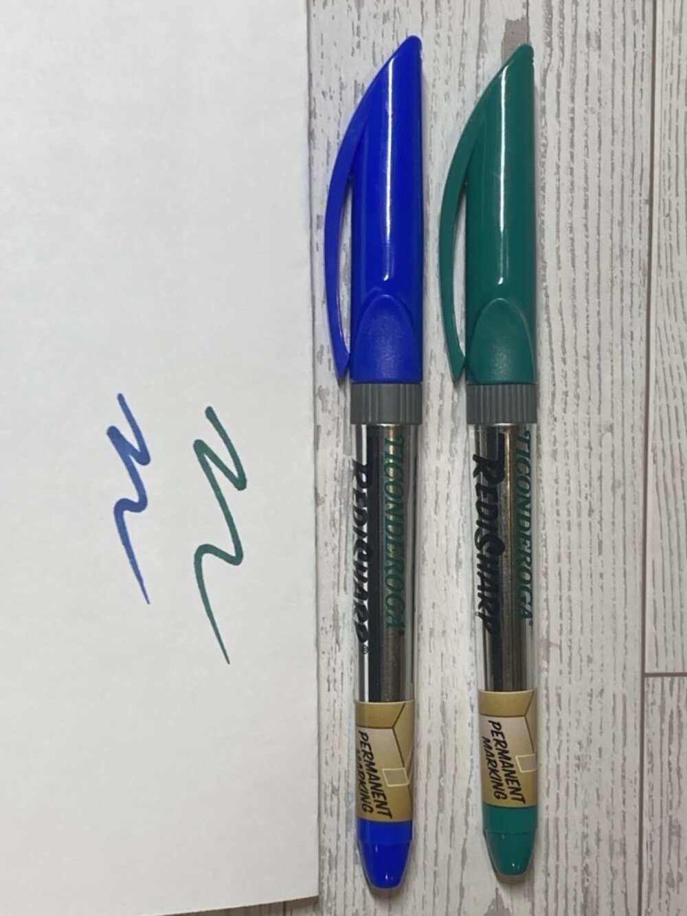 Ticonderoga Permanent Markers Blue & Green RediSharp Fine Point 97200 Lot of 2